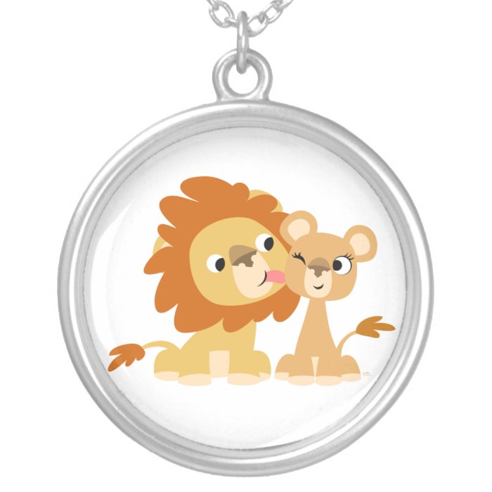 The Kiss Cute Cartoon Lion Couple Necklace