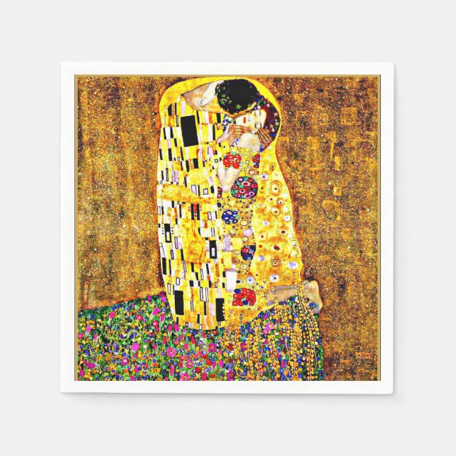 The Kiss, famous painting by Gustav Klimt Napkins (Front)