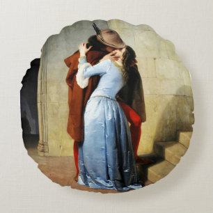 The Kiss - Francesco Hayez Il Bacio Round Pillow