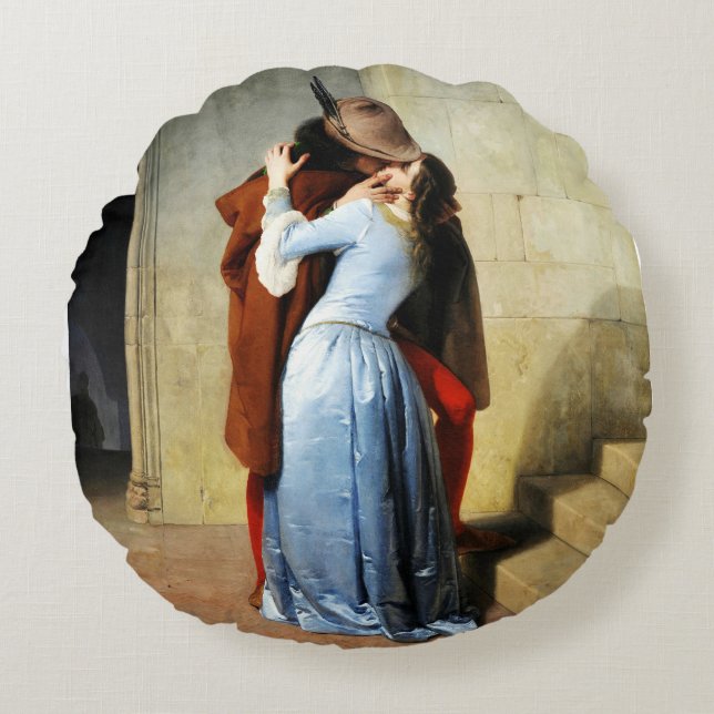 The Kiss - Francesco Hayez Il Bacio  Round Pillow (Front)