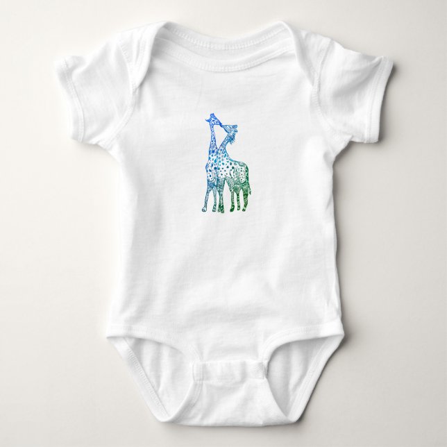 The Kiss Giraffe DrawinBaby Jersey Bodysuit, White Baby Bodysuit (Front)