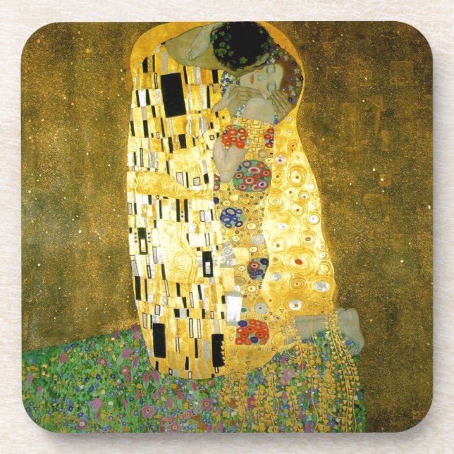 The Kiss ~ Gustav Klimt Beverage Coaster (Front)