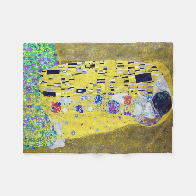 The Kiss, Gustav Klimt Fleece Blanket (Front (Horizontal))