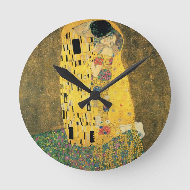 The Kiss - Gustav Klimt Round Clock (Front)