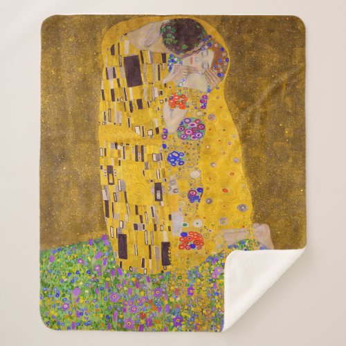 The Kiss  Gustav Klimt  Sherpa Blanket