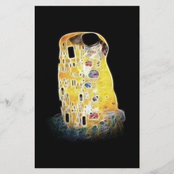 The Kiss Gustav Klimt Yellow Digital Painting Stationery by Aurora_Lux_Designs at Zazzle