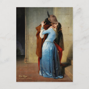 The kiss (Hayez) Romantic Valentine painting Holiday Postcard