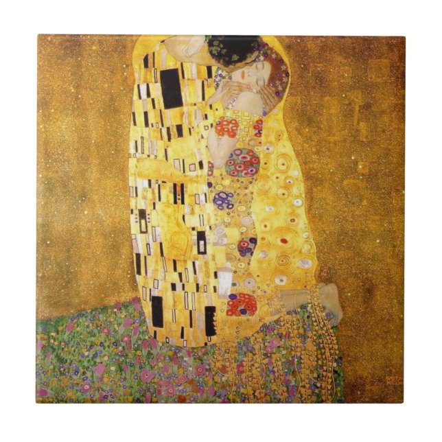 The Kiss High Resolution Gustav Klimt Ceramic Tile (Front)