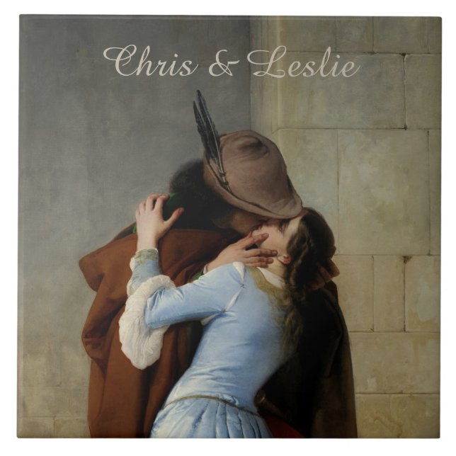 The Kiss / Il Bacio custom ceramic tiles (Front)