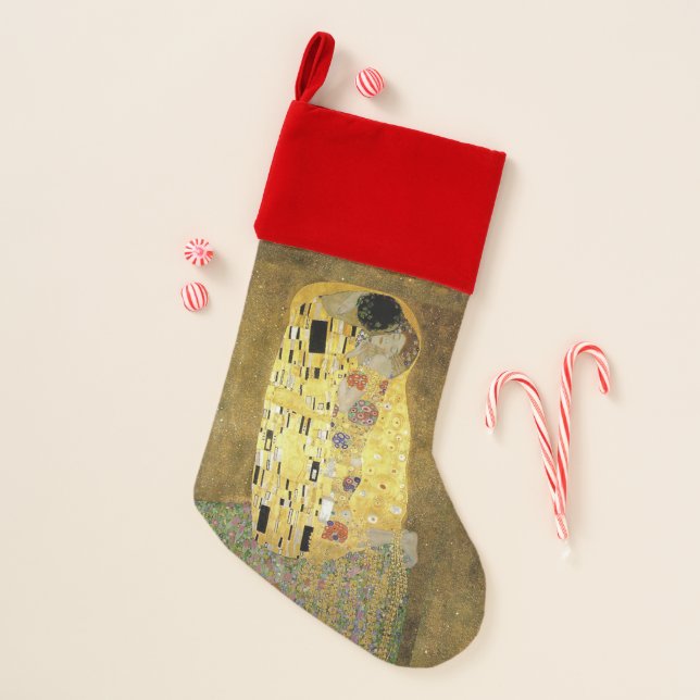 The Kiss, Klimt Fine Art Christmas Stocking (Front)