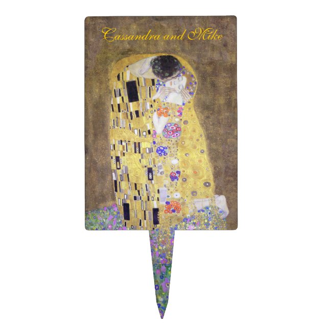 "The Kiss" Klimt Wedding Cake Topper Art Nouveau (Front)