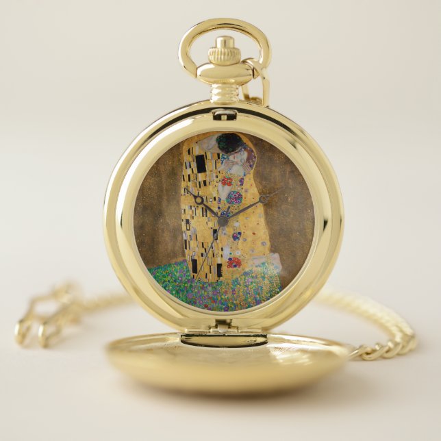 The Kiss (lovers) Der Kuss (Liebespaar) G. Klimt Pocket Watch (Inside)