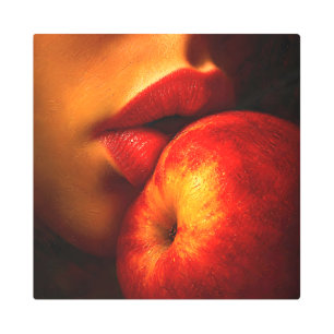 The Kiss of Nectarine – An Intimate Portrait Metal Print