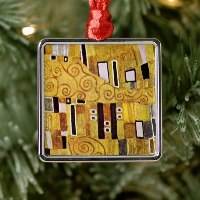 The Kiss Pattern by Gustav Klimt, Art Nouveau Metal Ornament (Tree)