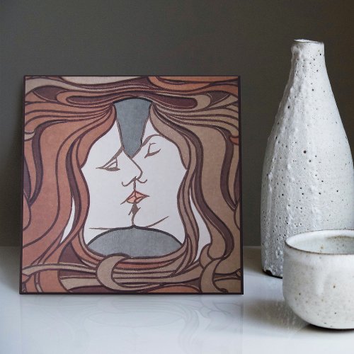 The Kiss Peter Behrens Art Nouveau Art Deco Ceramic Tile