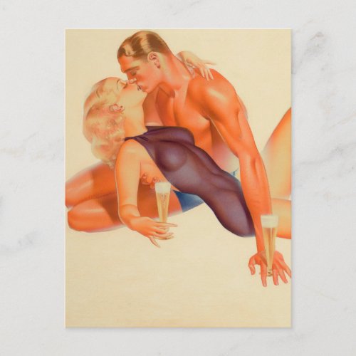 The Kiss Pin Up Art Postcard