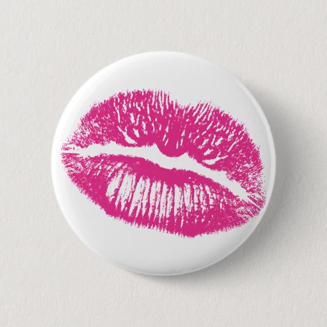 The Kiss, Pink Lips Pinback Button (Front)