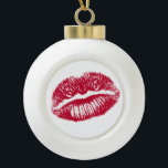 The Kiss, Red Lips Ceramic Ball Christmas Ornament<br><div class="desc">The Kiss,  Red Lips</div>