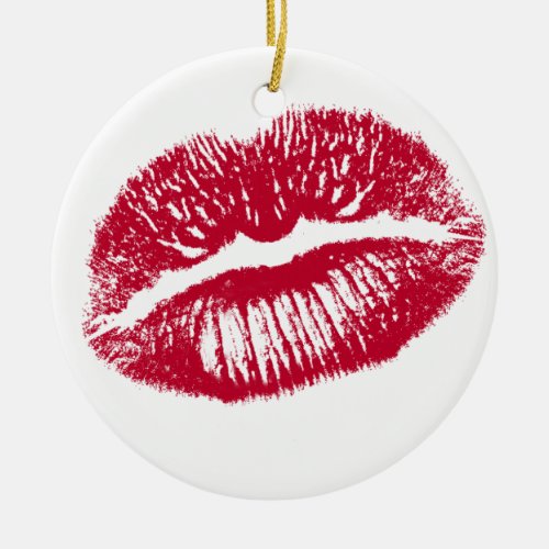 The Kiss Red Lips Ceramic Ornament