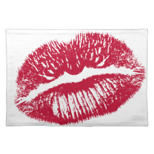 The Kiss, Red Lips Cloth Placemat