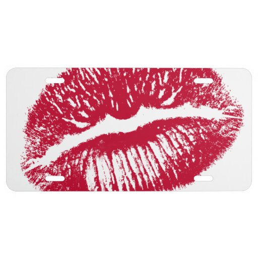 The Kiss, Red Lips License Plate | Zazzle