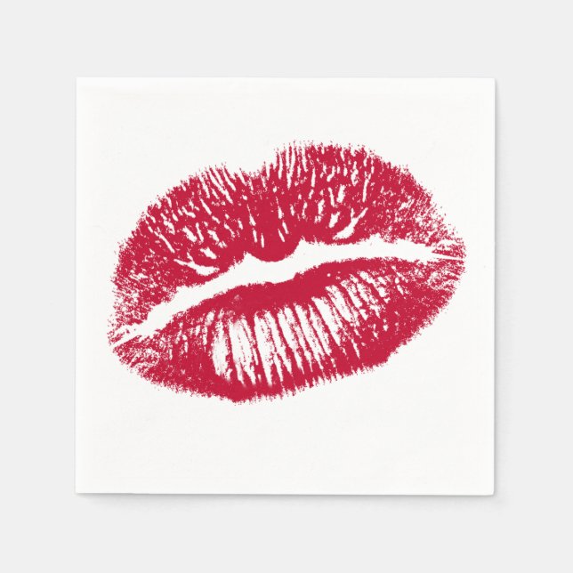 The Kiss, Red Lips Paper Napkins (Front)