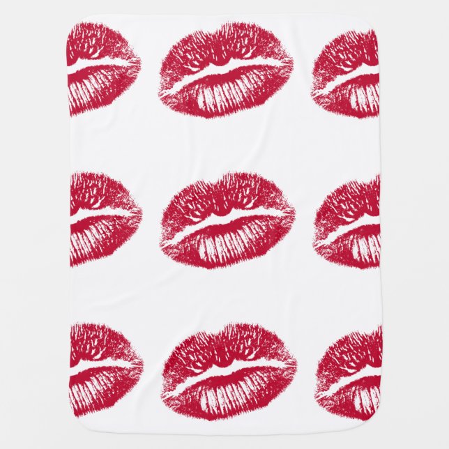 The Kiss, Red Lips Receiving Blanket (Front)
