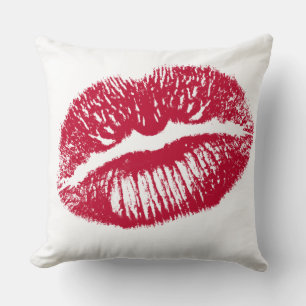 The Kiss, Red Lips Throw Pillow