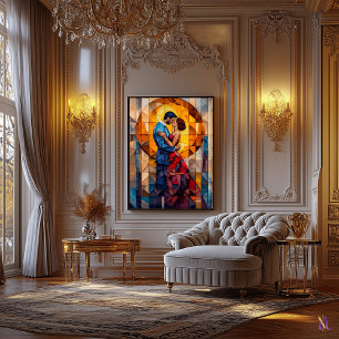 The Kiss Stained Glass Mosaic Artwork Canvas Print