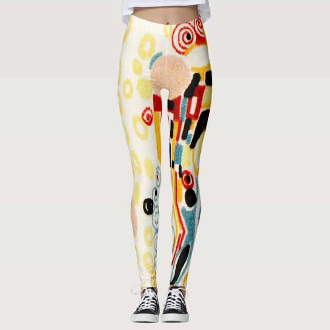 The Kiss Textile Pattern By Gustav Klimt Leggings (Front)