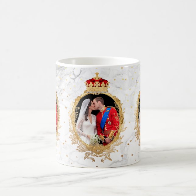 the kiss, will+kate royal wedding+marble coffee mug (Center)