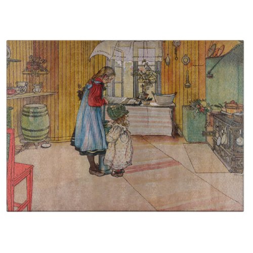 The Kitchen by Carl Larsson 1898 Cutting Board