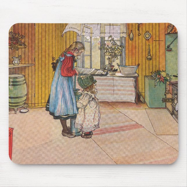 The Kitchen by Carl Larsson Art Print Mouse Pad (Front)