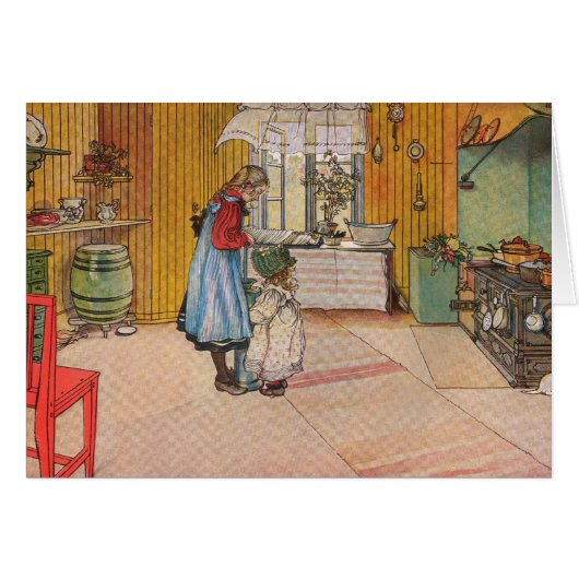 The Kitchen by Carl Larsson Customizable Cards (Front Horizontal)