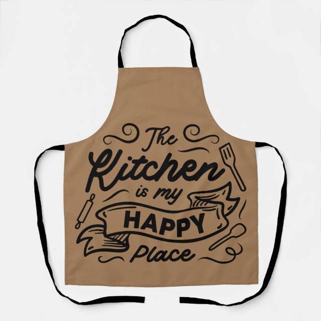 The Kitchen Is My Happy Place Apron (Front)