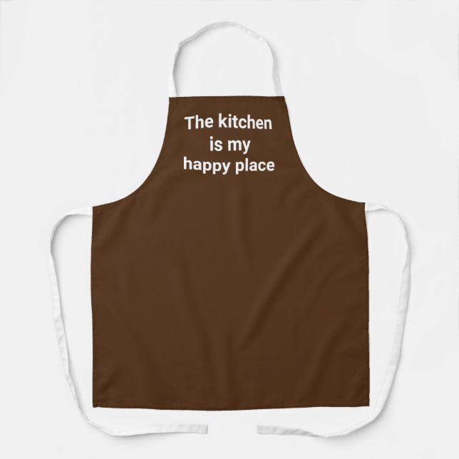 The Kitchen is My Happy Place Brown Apron (Front)