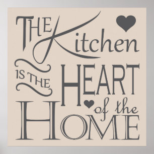The kitchen is the heart of the home quote design poster