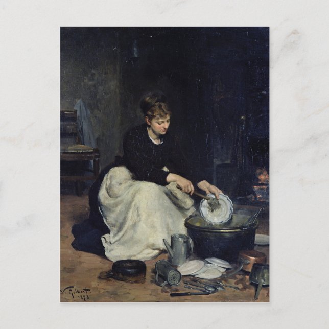 The Kitchen Maid Washing-Up Postcard (Front)