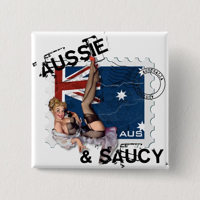 The Kitsch Bitsch : Aussie & Saucy Pin-Up Button (Front)