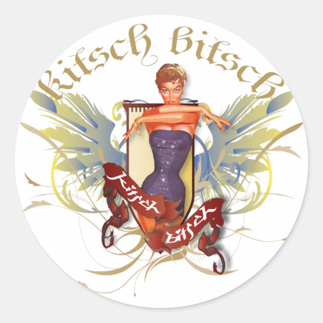 The Kitsch Bitsch : Bathing Beauty Tattoo Pin-Up Classic Round Sticker (Front)
