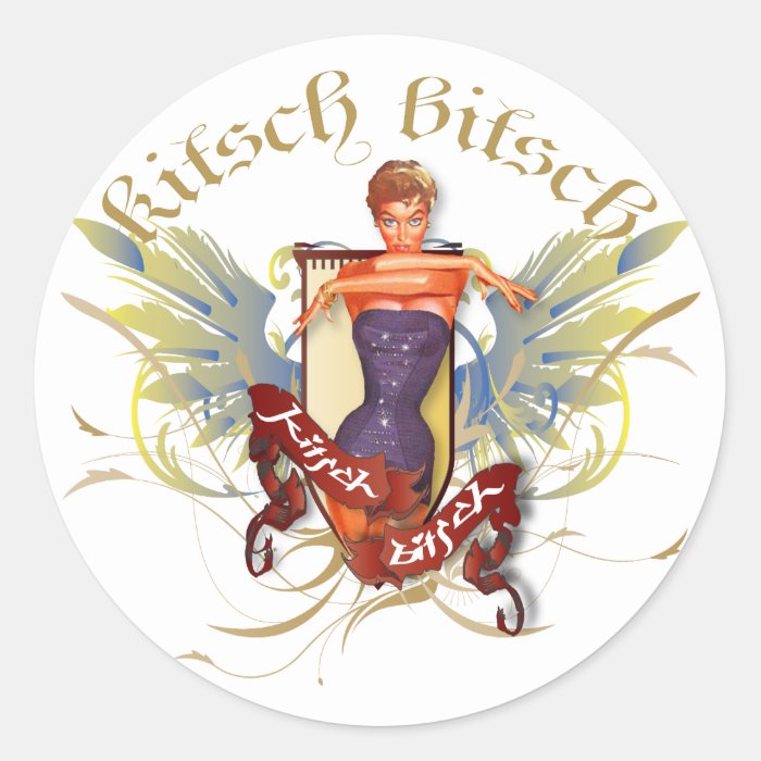 The Kitsch Bitsch  Bathing Beauty Tattoo Pin Up Round Sticker