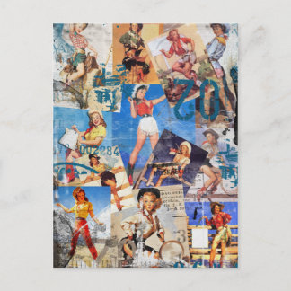The Kitsch Bitsch : Destroyed Cowgirl Pin-Ups No.1 Postcard