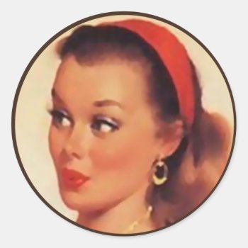 The Kitsch Bitsch : Pin-up Portraits Classic Round Sticker by kitschbitsch at Zazzle