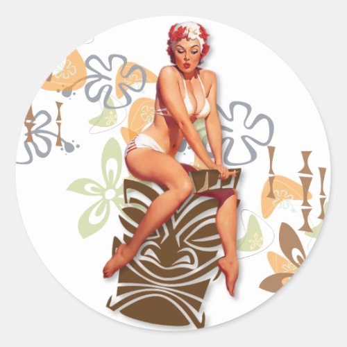 The Kitsch Bitsch  The Tiki Goddess Classic Round Sticker