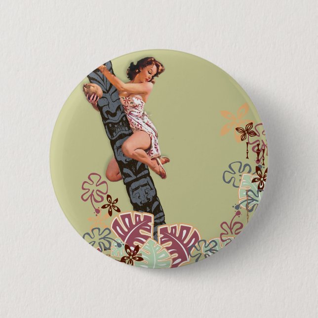 The Kitsch Bitsch : Up A Tiki Tree! Button (Front)