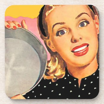The Kitsch Bitsch : Vintage Housewife Graphic Beverage Coaster by kitschbitsch at Zazzle
