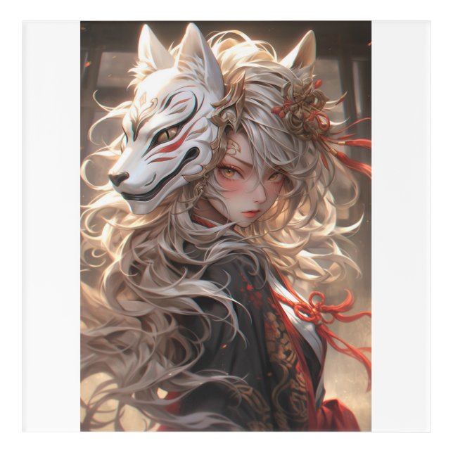 The Kitsune's Silent Vow | Japanese Fox Samurai Acrylic Print (Front)