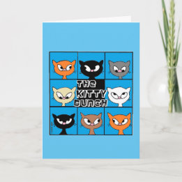 The Kitty Bunch Pop Art Cute Cat Birthday Card