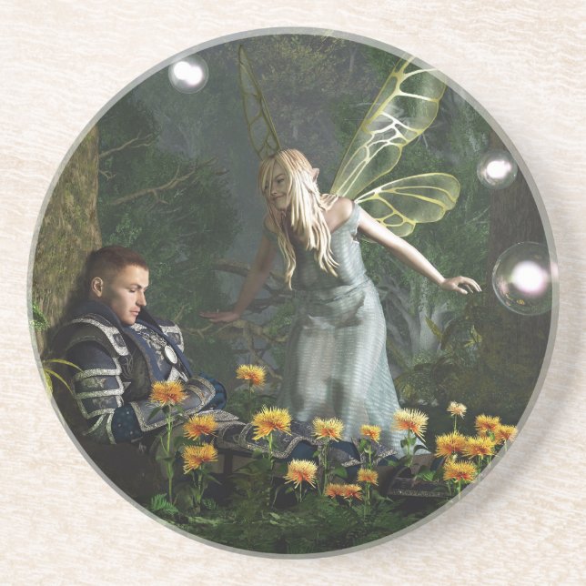 The Knight and The Faerie Drink Coaster (Front)