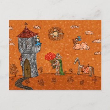 The Knight And The Lady Postcard by vladstudio at Zazzle